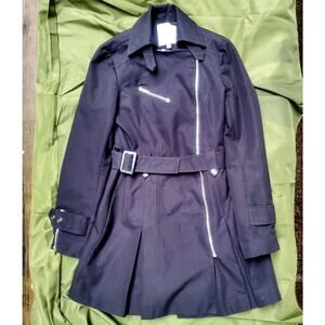 Shyla Lightwear Black Belted Trench Coat Jacket Size 2 XS/S Fall Spring Classic